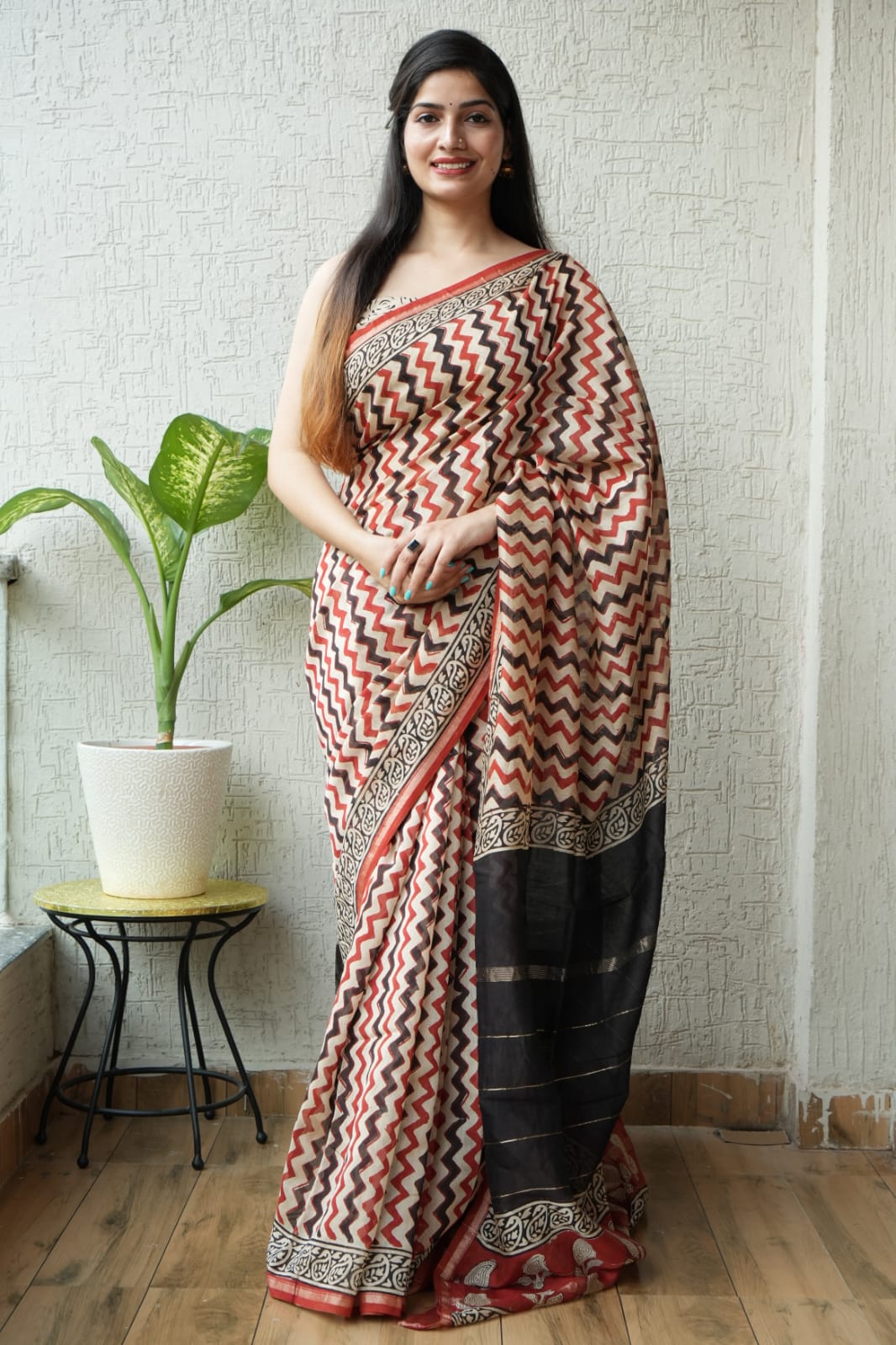 New Designer Hand Block Print Chanderi Silk Saree(BFCS39)