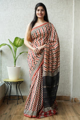 New Designer Hand Block Print Chanderi Silk Saree(BFCS39)