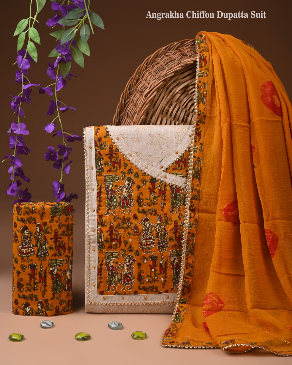 PREMIUM GOTA PATTI COTTON SUIT SET WITH CHIFFON DUPATTA(BSCOTGC17)