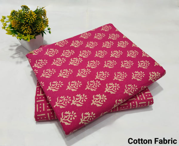 Pink Floral Booti Cotton Fabric – Soft Kurti Dress Material(BFTB105)