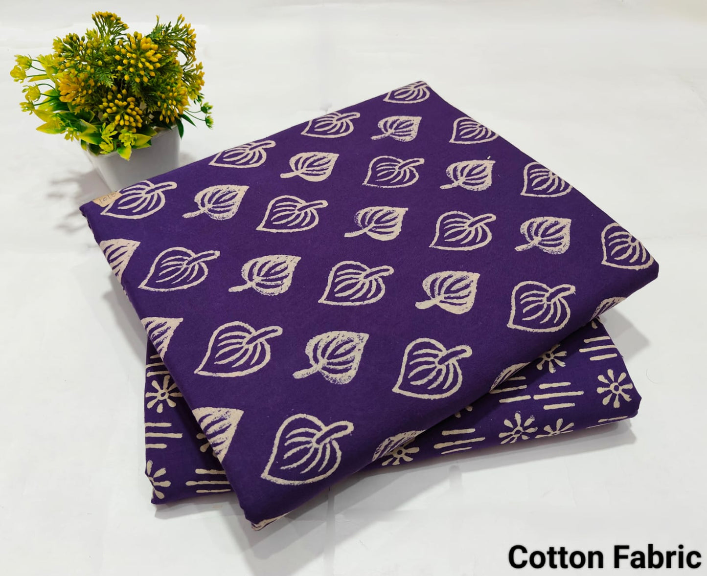 Purple Leaf Printed Cotton Fabric – Stylish Dress Material(BFTB088)