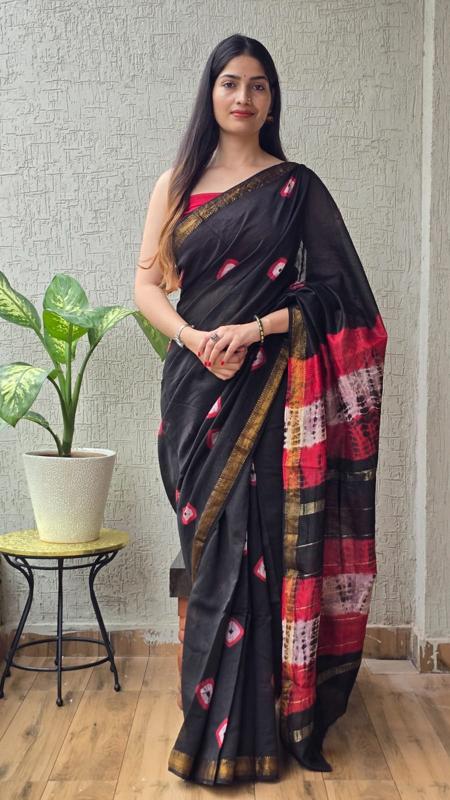 New Designer Hand Block Print Maheshwari Silk Saree (BFMSARE35)