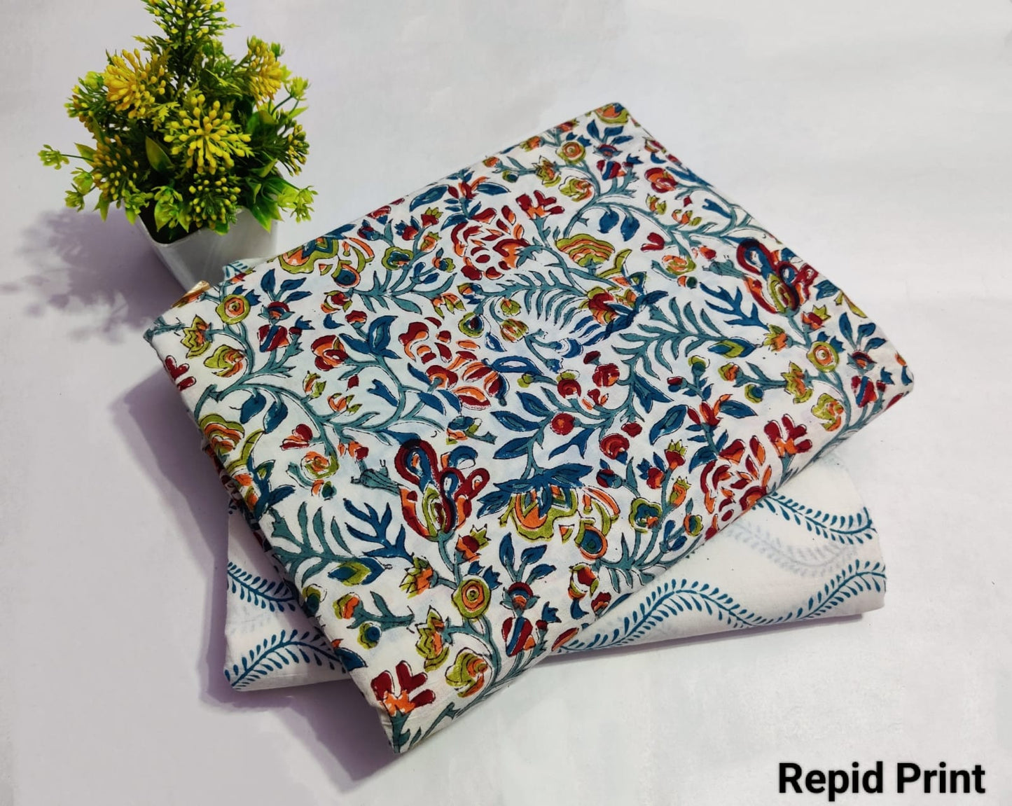 Multicolor Rapid Printed Top & Bottom Suit Set – Elegant Cotton Suit Material (BFTB33)