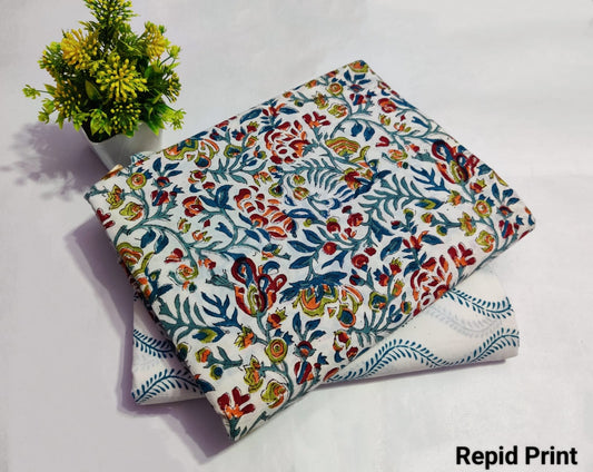 Multicolor Rapid Printed Top & Bottom Suit Set – Elegant Cotton Suit Material (BFTB33)