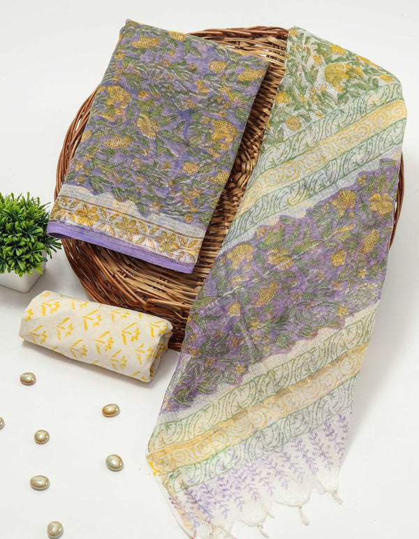 Lavender Floral Printed kota Suit Set (BFFKO47)