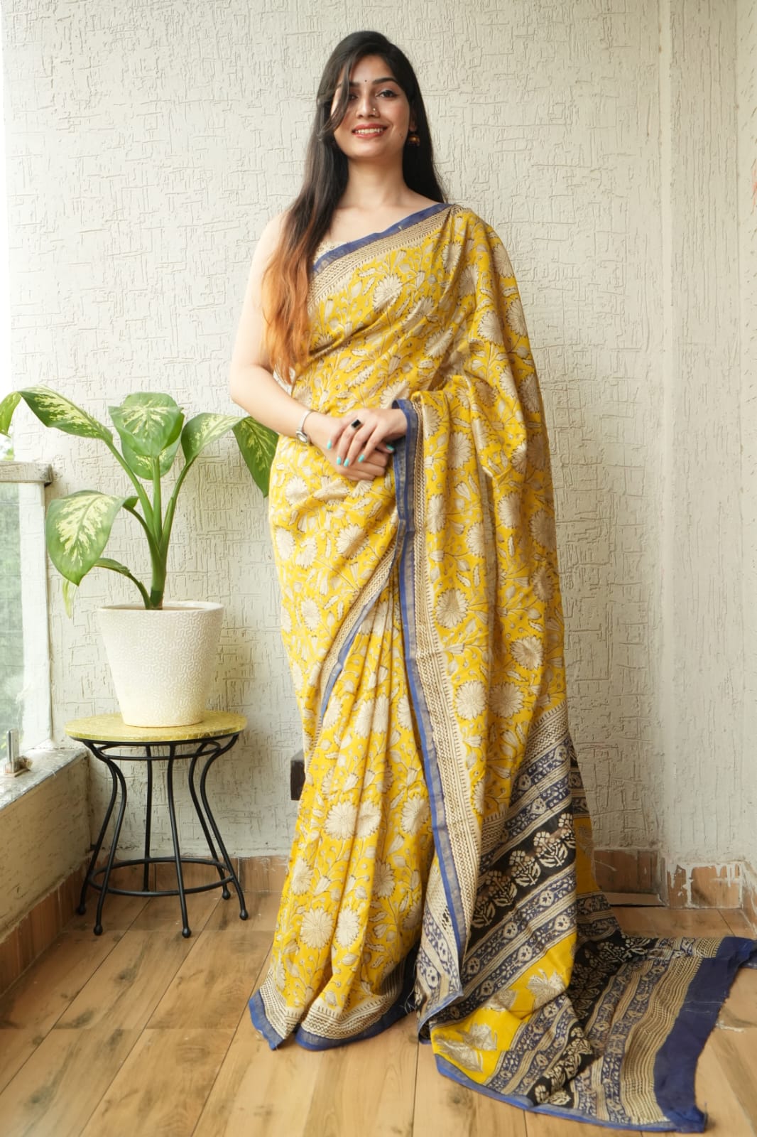 New Designer Hand Block Print Chanderi Silk Saree(BFCS07)