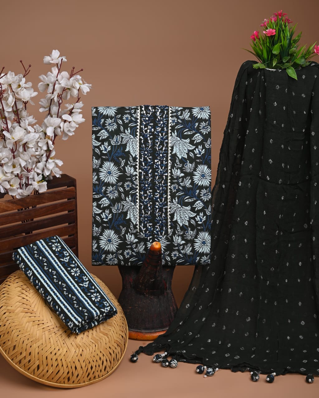 PREMIUM GOTA PATTI COTTON SUIT SET WITH CHIFFON DUPATTA(BSCOTGC02)
