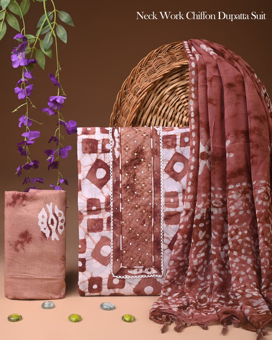 PREMIUM GOTA PATTI COTTON SUIT SET WITH CHIFFON DUPATTA