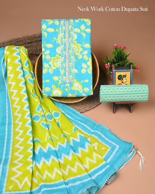 PREMIUM GOTA PATTI COTTON SUIT SET WITH COTTON DUPATTA(BFCOTGP09)