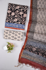 Premium Sanganeri Printed Cotton Suit With Kota Doria Duppta