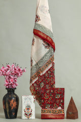 Premium Hand Block Printed Maheshwari Silk Suit (BFMAH18)