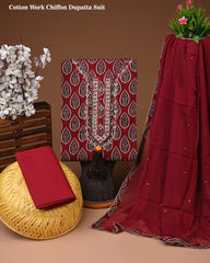 PREMIUM GOTA PATTI COTTON SUIT SET WITH CHIFFON DUPATTA(BSCOTGC69)