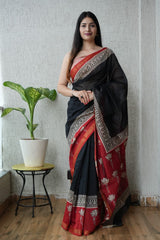 New Designer Hand Block Print Maheshwari Silk Saree (BFMSARE58)