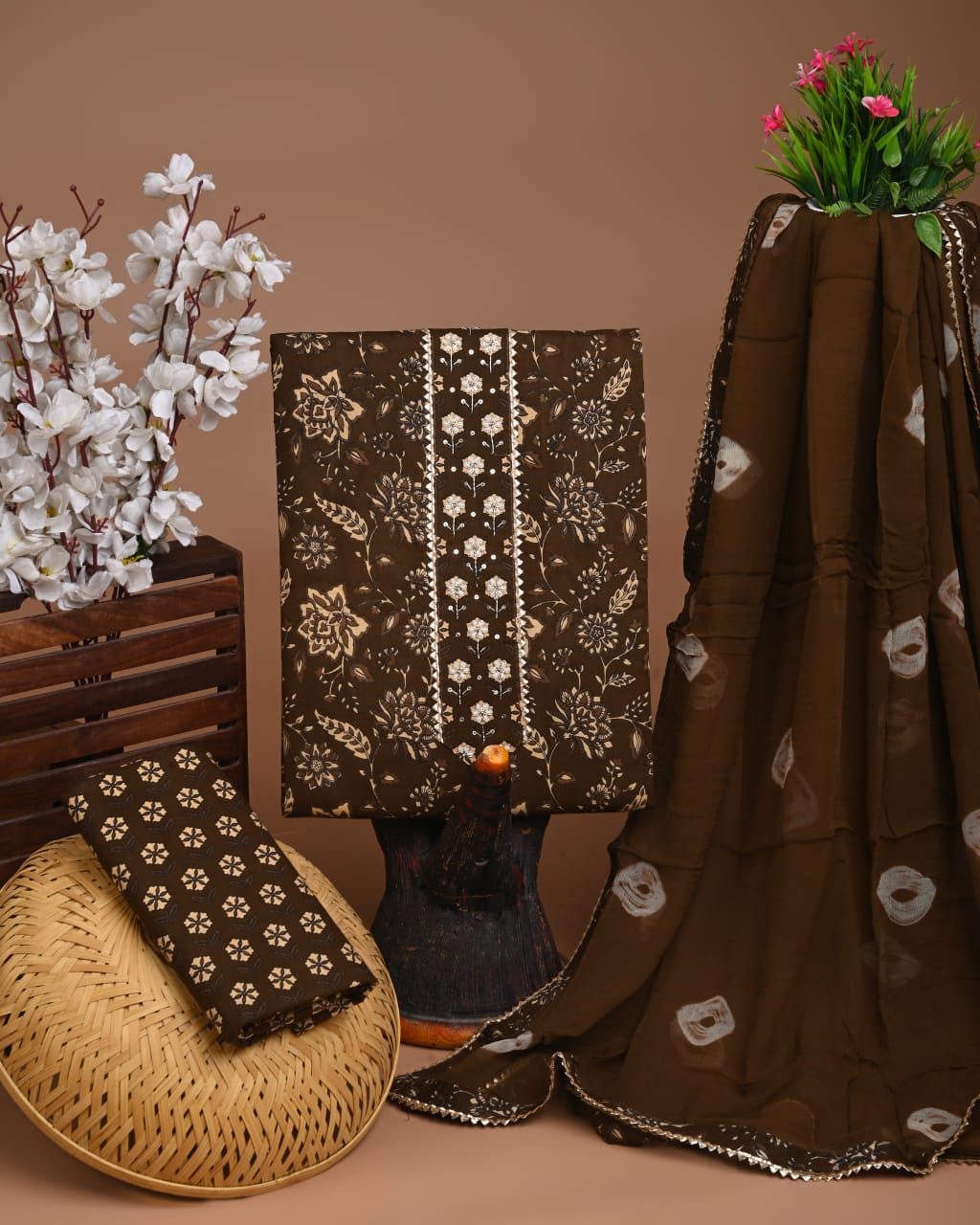 PREMIUM GOTA PATTI COTTON SUIT SET WITH CHIFFON DUPATTA
