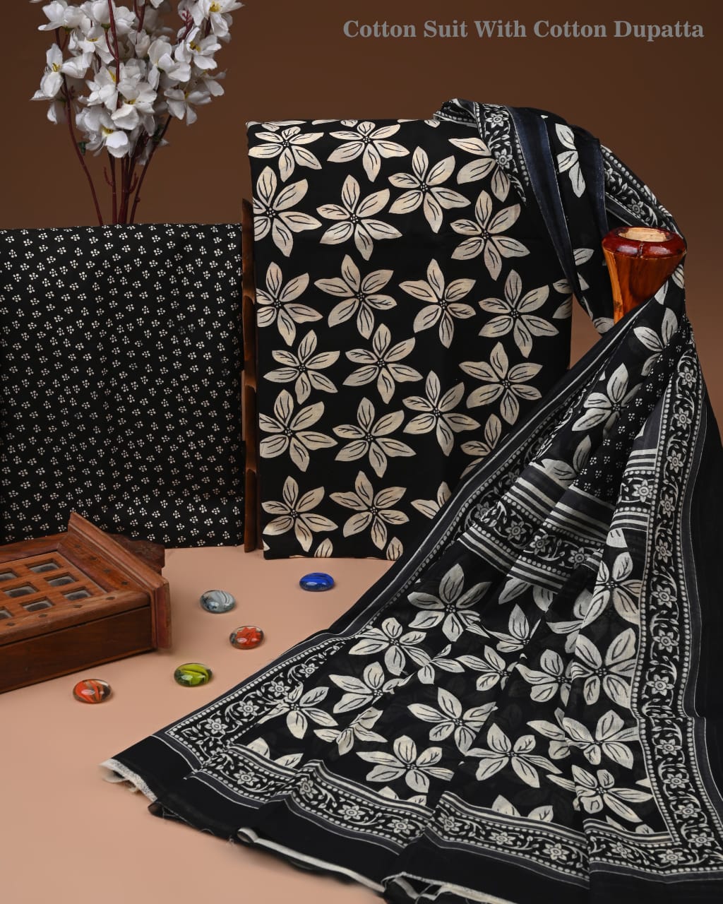 Exclusive Hand Block Cotton Suit With Cotton Dupatta