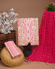 PREMIUM GOTA PATTI COTTON SUIT SET WITH CHIFFON DUPATTA(BSCOTGC47)