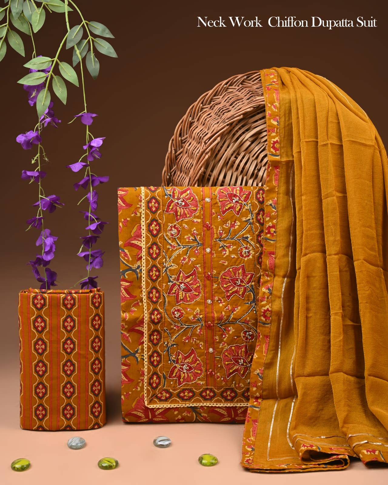 PREMIUM GOTA PATTI COTTON SUIT SET WITH CHIFFON DUPATTA