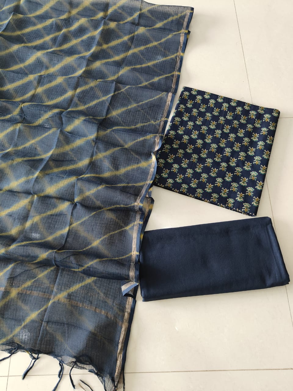 Premium Sanganeri Printed Cotton Suit With Kota Doria Duppta