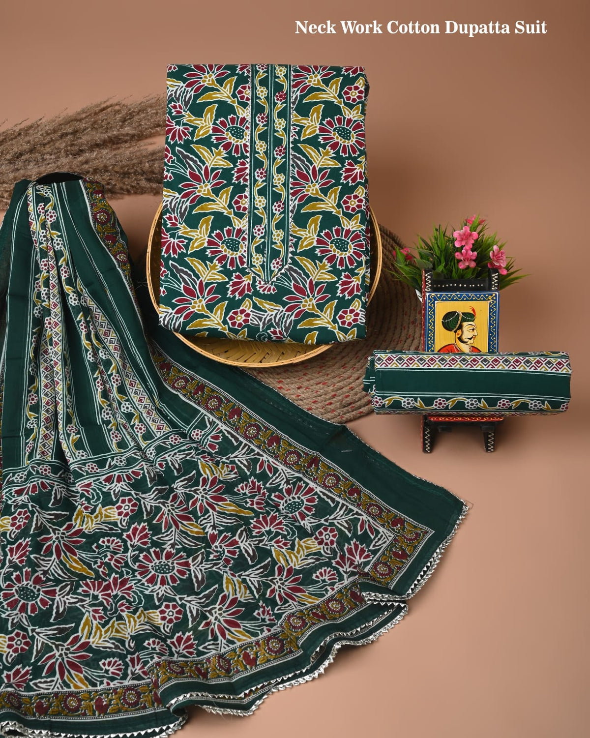 PREMIUM GOTA PATTI COTTON SUIT SET WITH COTTON DUPATTA(BFCOTGH76)