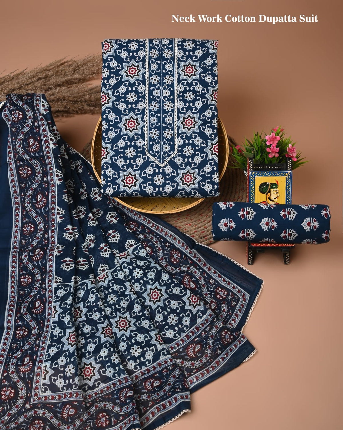 PREMIUM GOTA PATTI COTTON SUIT SET WITH COTTON DUPATTA(BFCOTGH68)