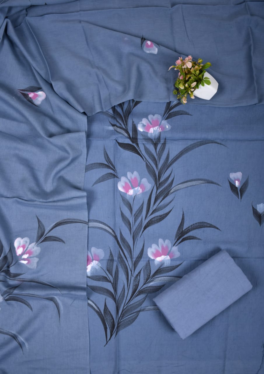 Exclusive Hand Block Cotton Suit With Cotton Dupatta