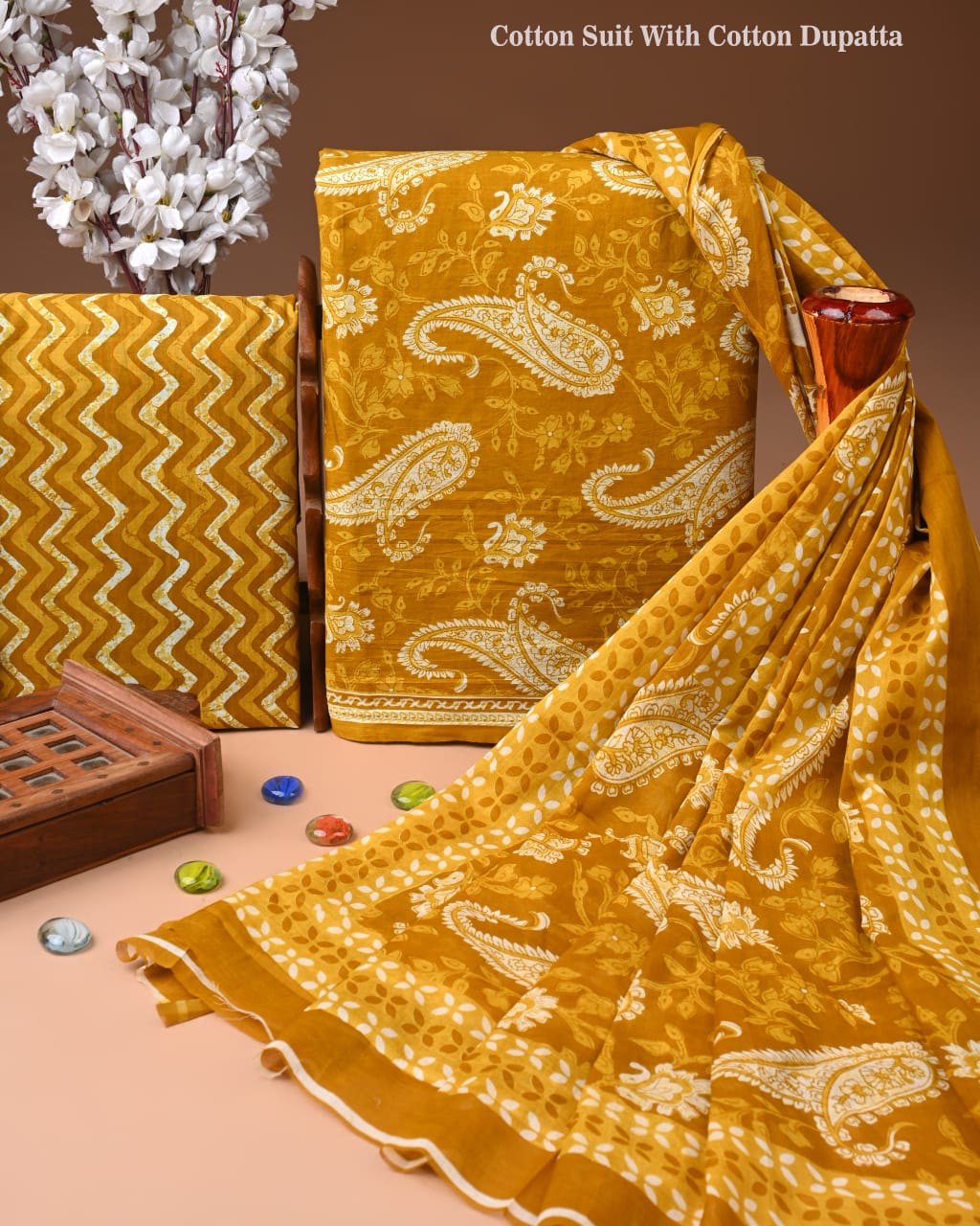 Exclusive Hand Block Cotton Suit With Cotton Dupatta