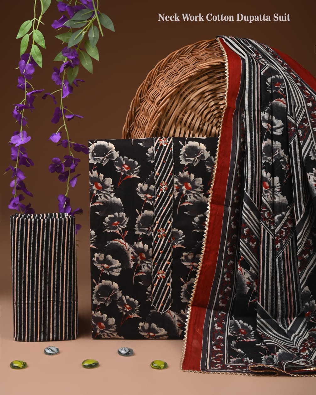 PREMIUM GOTA PATTI COTTON SUIT SET WITH COTTON DUPATTA(BFCOTGH84)