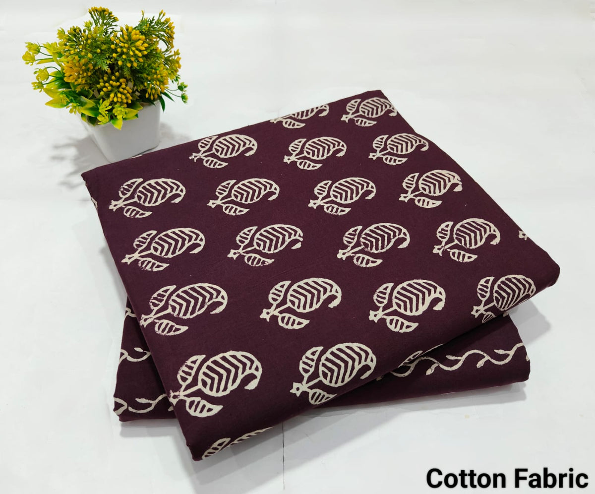 Premium Hand Block Printed Cotton Suit Top And Bottom Set(BFTB087)
