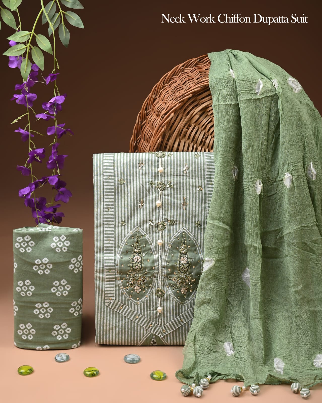 PREMIUM GOTA PATTI COTTON SUIT SET WITH CHIFFON DUPATTA