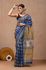 New Designer Hand Block Print Chanderi Silk Saree(BFCS18)