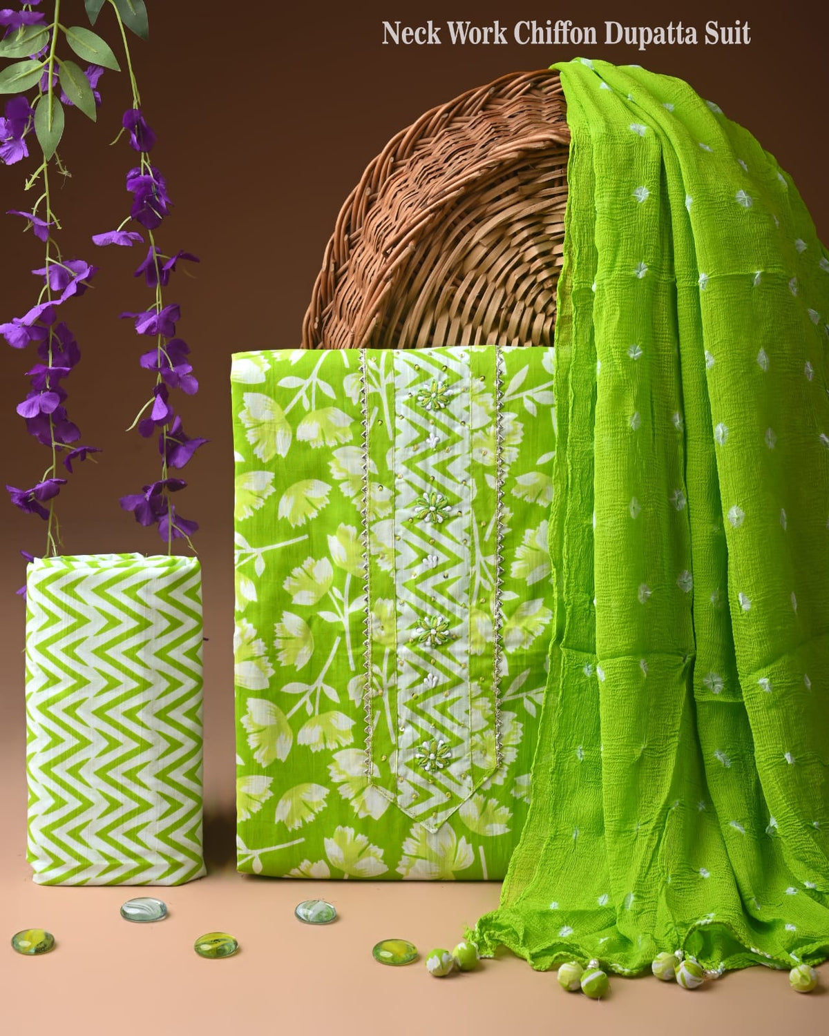 PREMIUM GOTA PATTI COTTON SUIT SET WITH CHIFFON DUPATTA(BSCOTGC16)