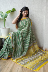 New Designer Hand Block Print Chanderi Silk Saree(BFCS43)