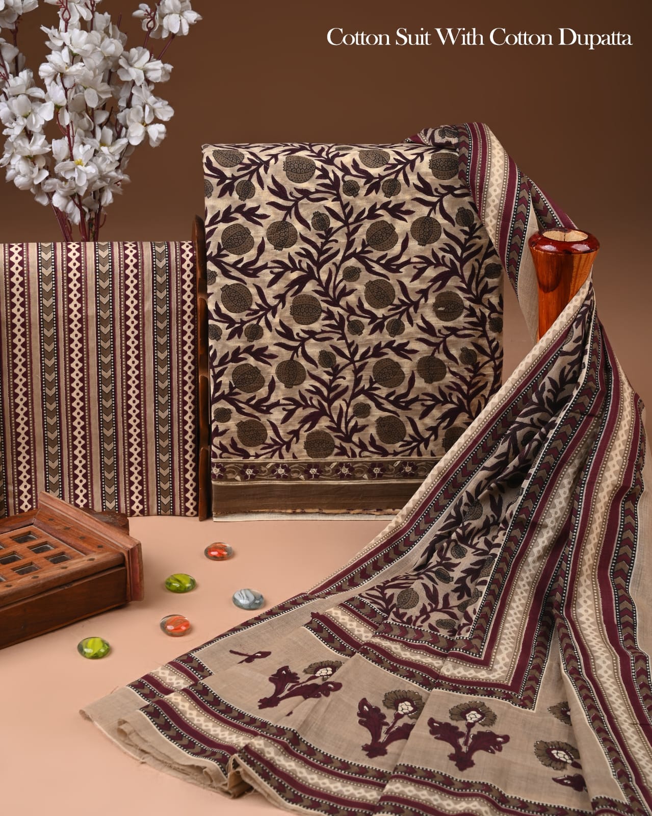 Exclusive Hand Block Cotton Suit With Cotton Dupatta(BFCOT172)