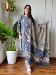 New Exclusive Collection of Hand Block Printed Stitched Cotton Suits With Cotton Dupatta in Beautiful Colours (BFSCS31)