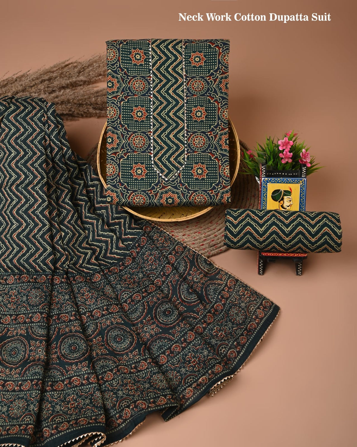 PREMIUM GOTA PATTI COTTON SUIT SET WITH COTTON DUPATTA(BFCOTGH82)
