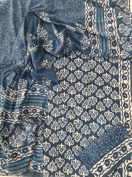 Exclusive Hand Block Cotton Suit With Cotton Dupatta(BFCOT89)