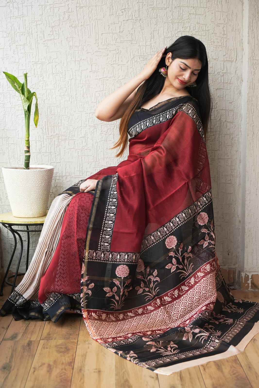 New Designer Hand Block Print Chanderi Silk Saree(BFCS79)