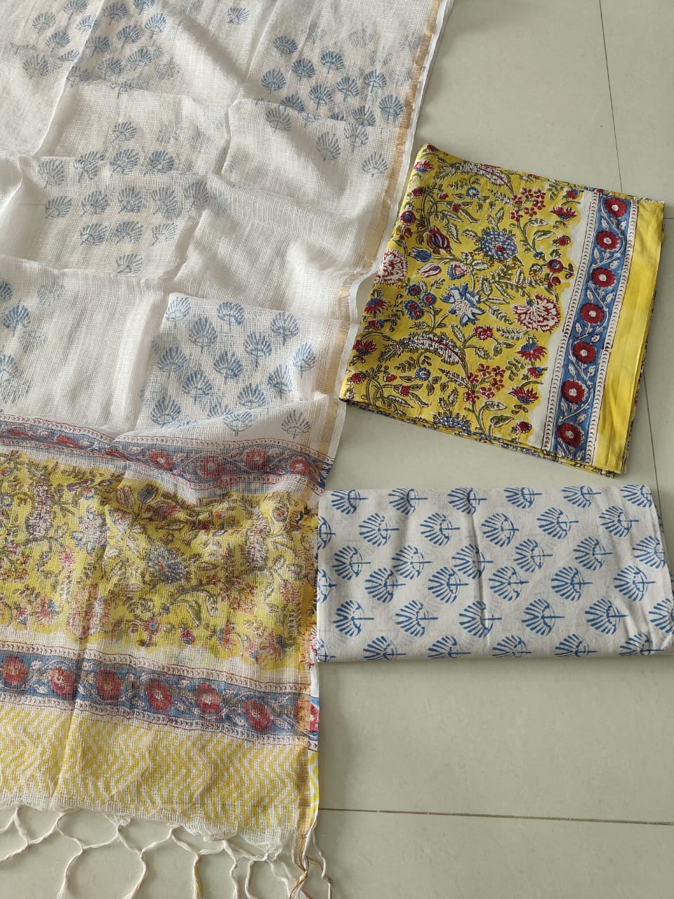 Premium Sanganeri Printed Cotton Suit With Kota Doria Duppta
