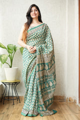 New Designer Hand Block Print Chanderi Silk Saree(BFCS53)