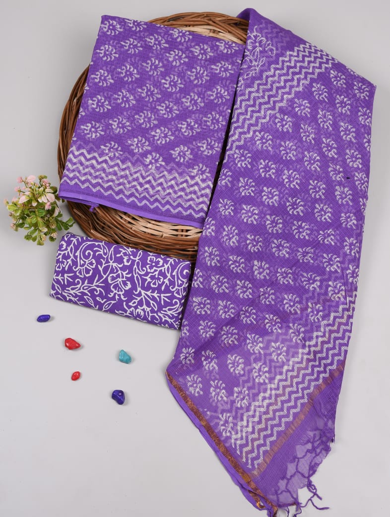 Premium Sanganeri Printed kota Suit With Kota Doria Duppta(BFFKO35)