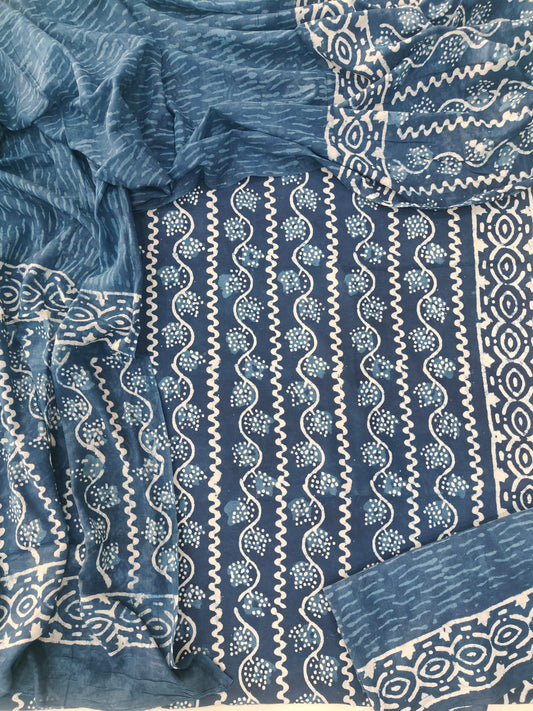 Exclusive Hand Block Cotton Suit With Cotton Dupatta(BFCOT104)