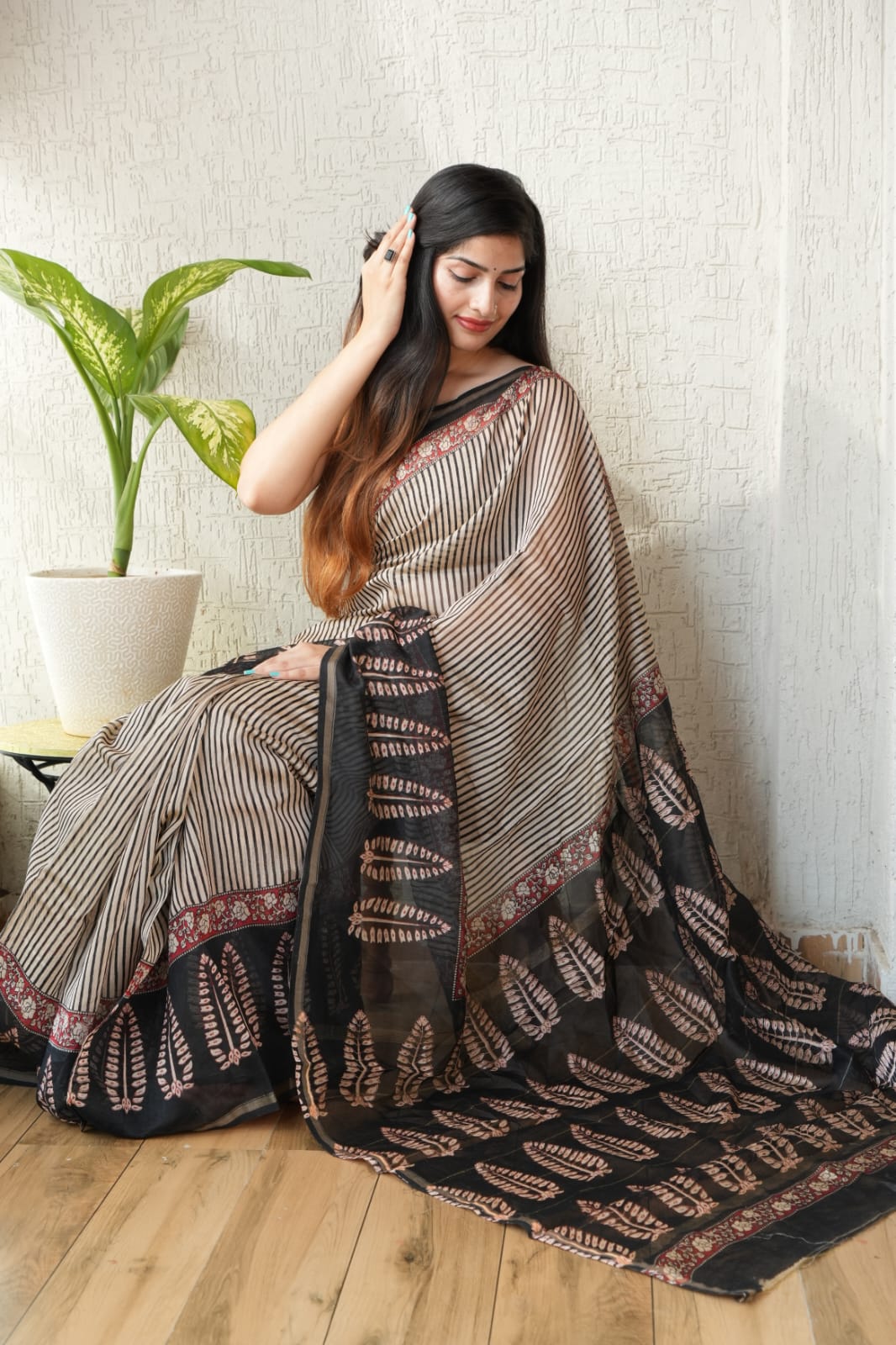 New Designer Hand Block Print Chanderi Silk Saree(BFCS31)