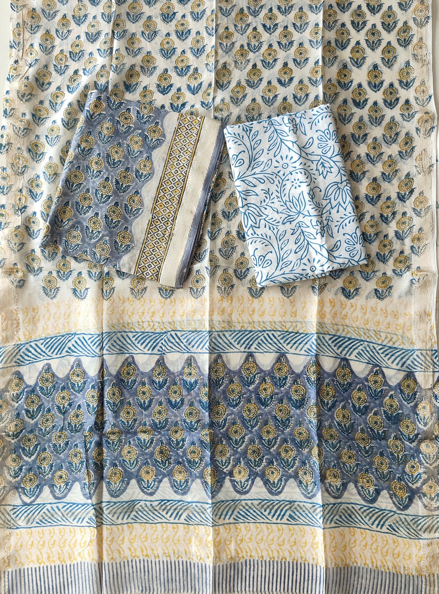 Premium Hand Block Printed Maheshwari Silk Suit(BFMAH84)