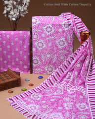 Exclusive Hand Block Cotton Suit With Cotton Dupatta