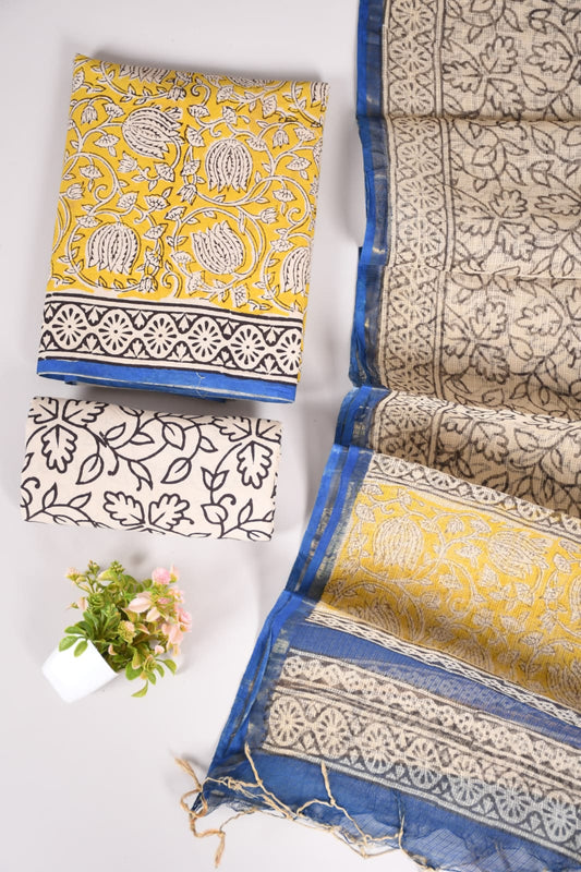 Premium Sanganeri Printed Cotton Suit With Kota Doria Duppta(BFCOTKD01)
