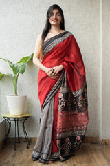 New Designer Hand Block Print Chanderi Silk Saree(BFCS29)