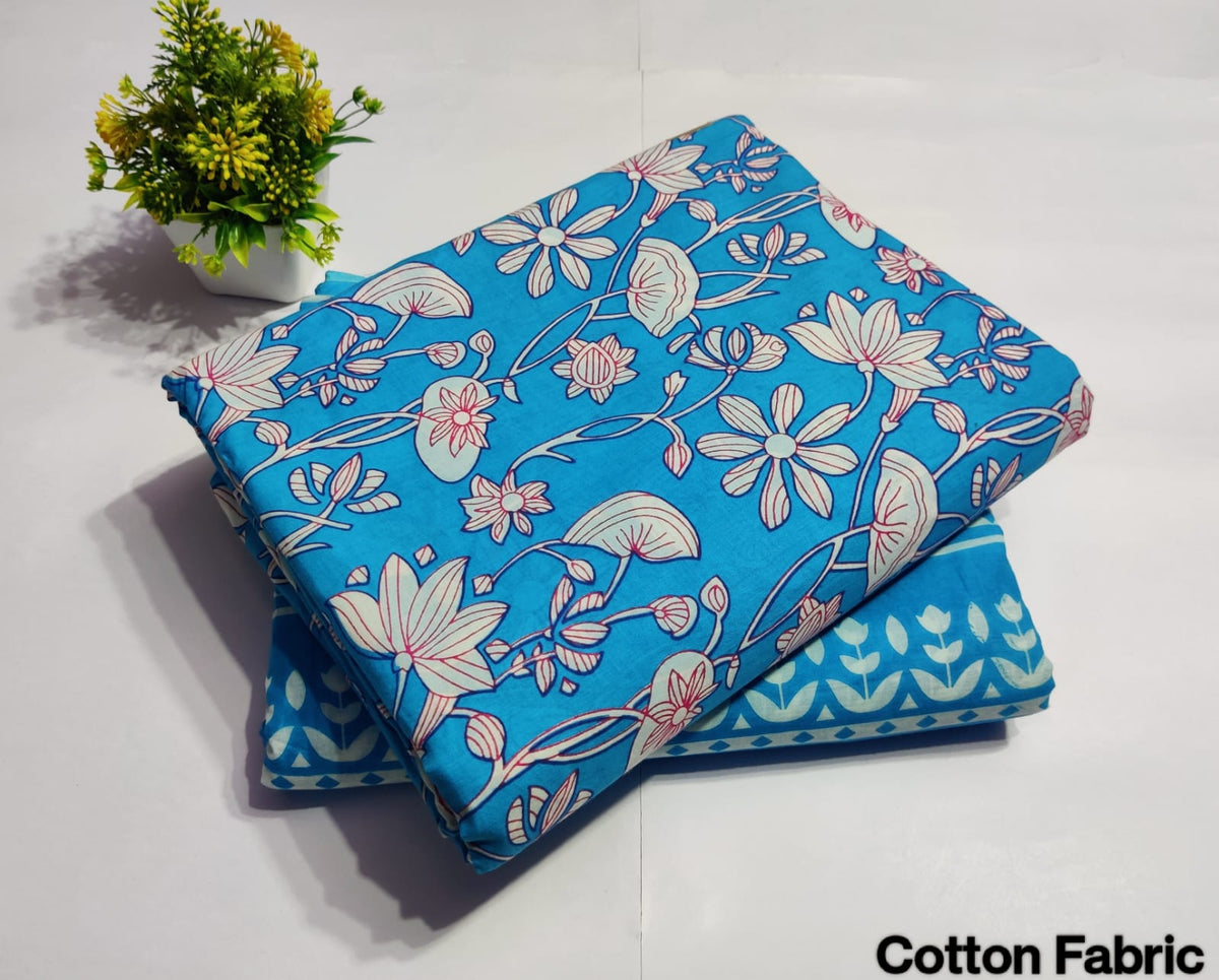 Premium Hand Block Printed Cotton Suit Top And Bottom Set (BFTB29)