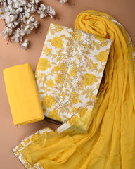 PREMIUM GOTA PATTI COTTON SUIT SET WITH CHIFFON DUPATTA(BSCOTGC66)
