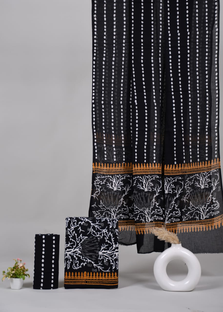 Exclusive Hand Block Cotton Suit With Cotton Dupatta