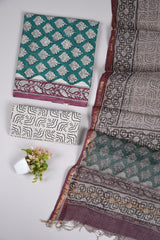 Premium Sanganeri Printed Cotton Suit With Kota Doria Duppta